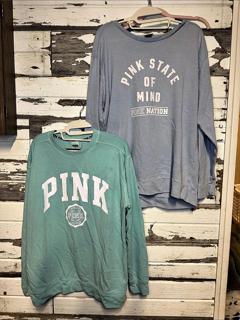 PINK Nation Sweatshirt Bundle in Green & Blue Large